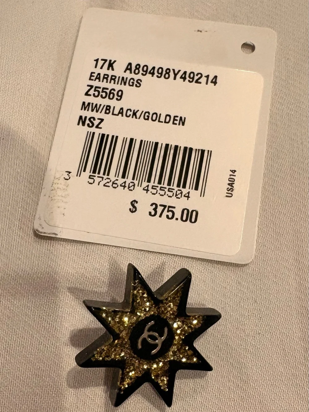 Chanel Black & Gold Starburst Single Earring